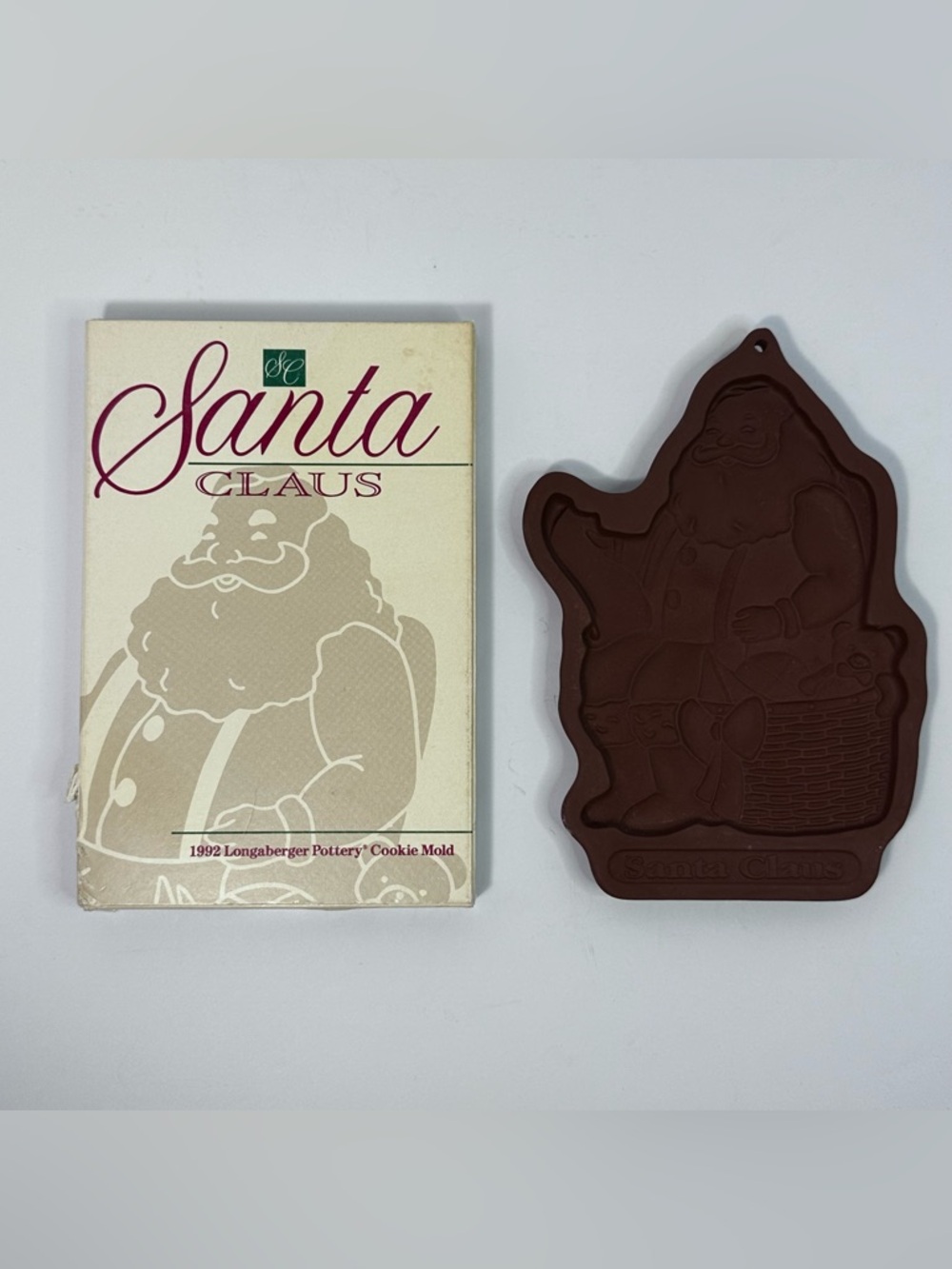 NEW Longaberger Santa Claus Pottery Cookie Chocolate Mold Vintage 1992 Redware